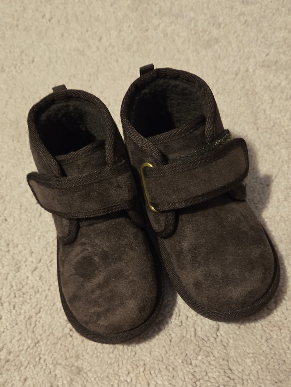 Kids Cozy Winter Boots - Dark Brown Faux Suede